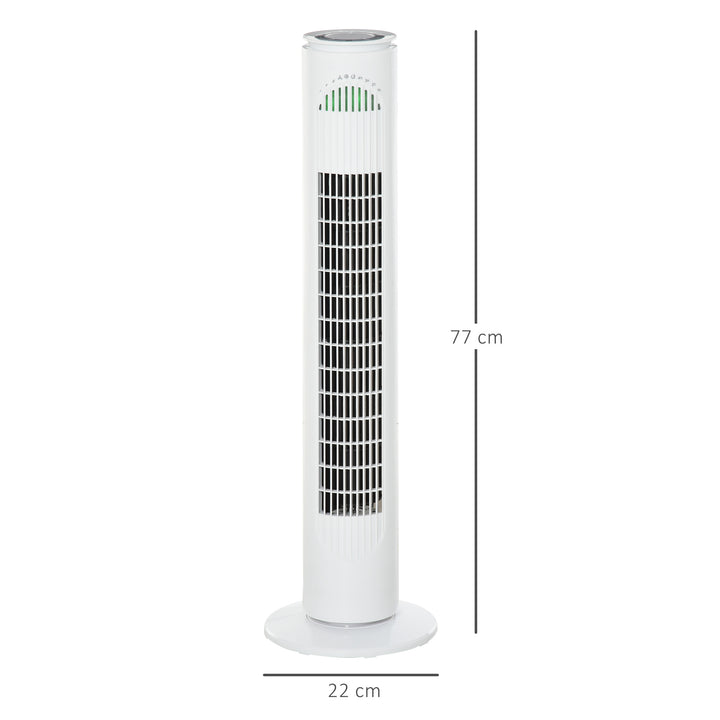 HOMCOM Tower of Cooling: Freestanding Fan with 3 Speeds, Modes & Timer, 70° Oscillation, LED Illumination & Remote, Pristine White | Aosom UK