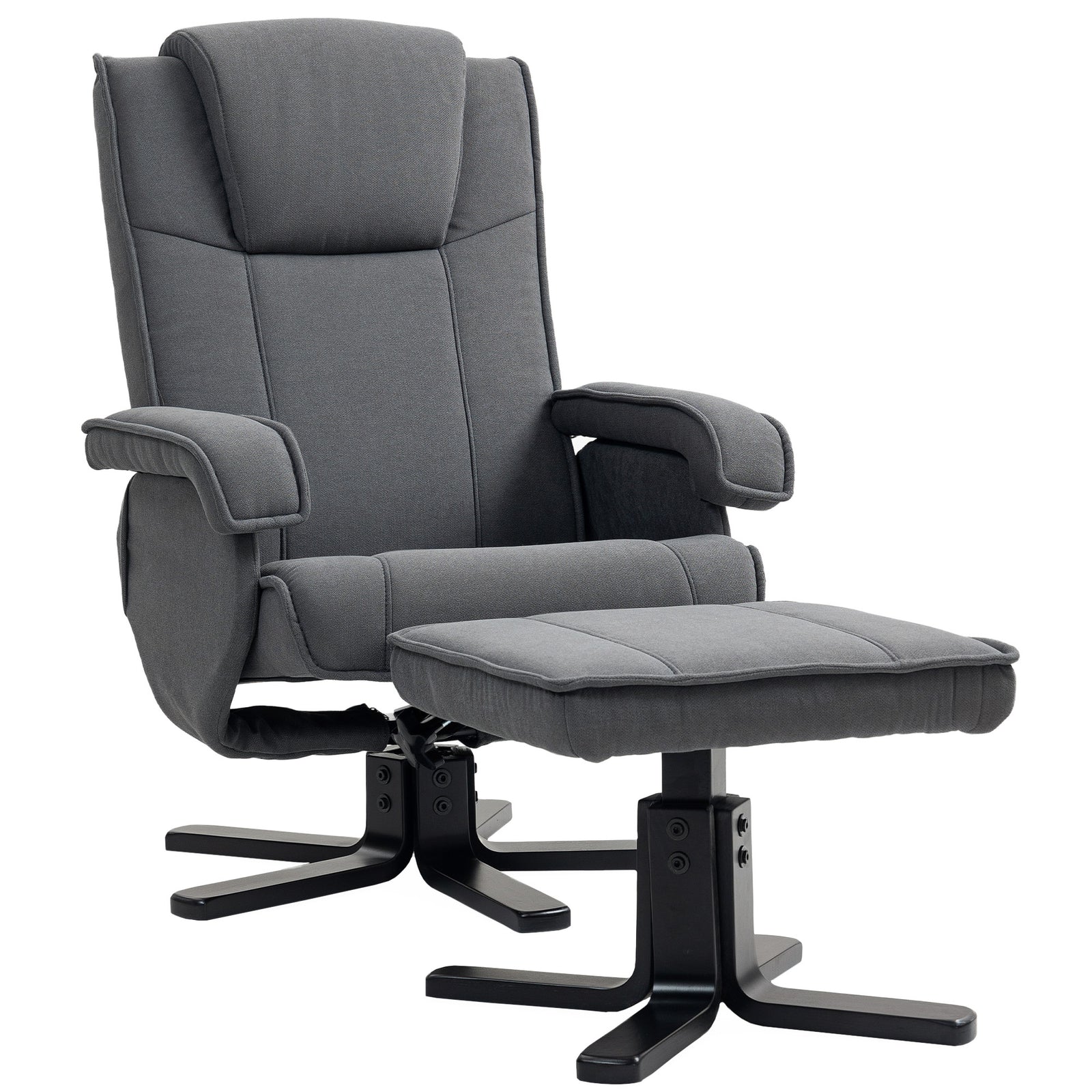 Rocker Swivel Recliner Chair with Footstool - Charcoal Grey Velvet