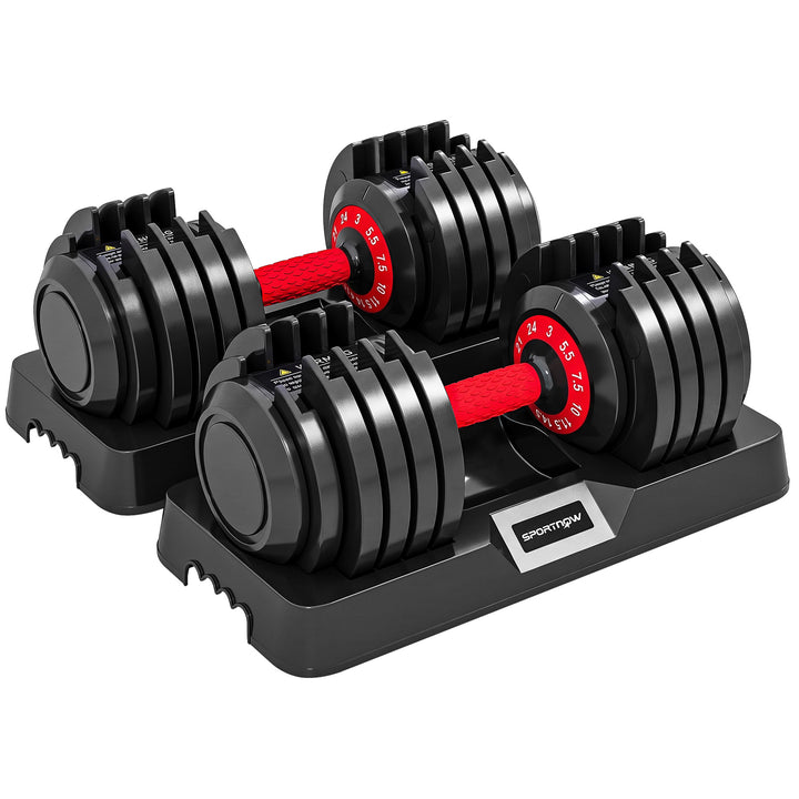 24kg Adjustable Dumbbell Set of 2, 10-in-1 Dumbbell Weights with