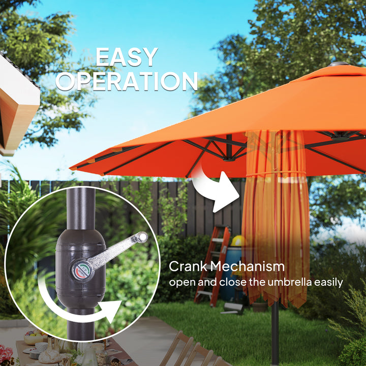 4.6m Double Garden Parasol - Orange