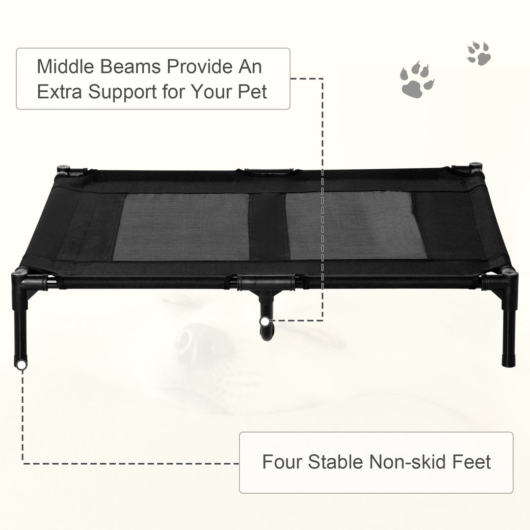 MCL Large Raised Dog Bed Cat Elevated Lifted Cooling Portable Camping Basket Outdoor Indoor Mesh Pet Cot Metal Frame Black