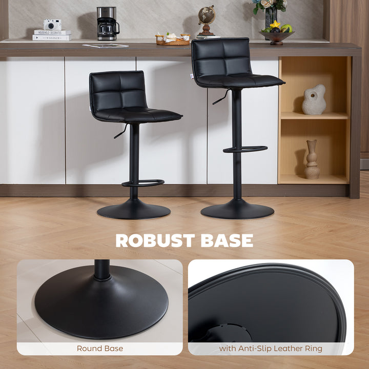 Set of Two Modern Faux Leather Bar Stools
