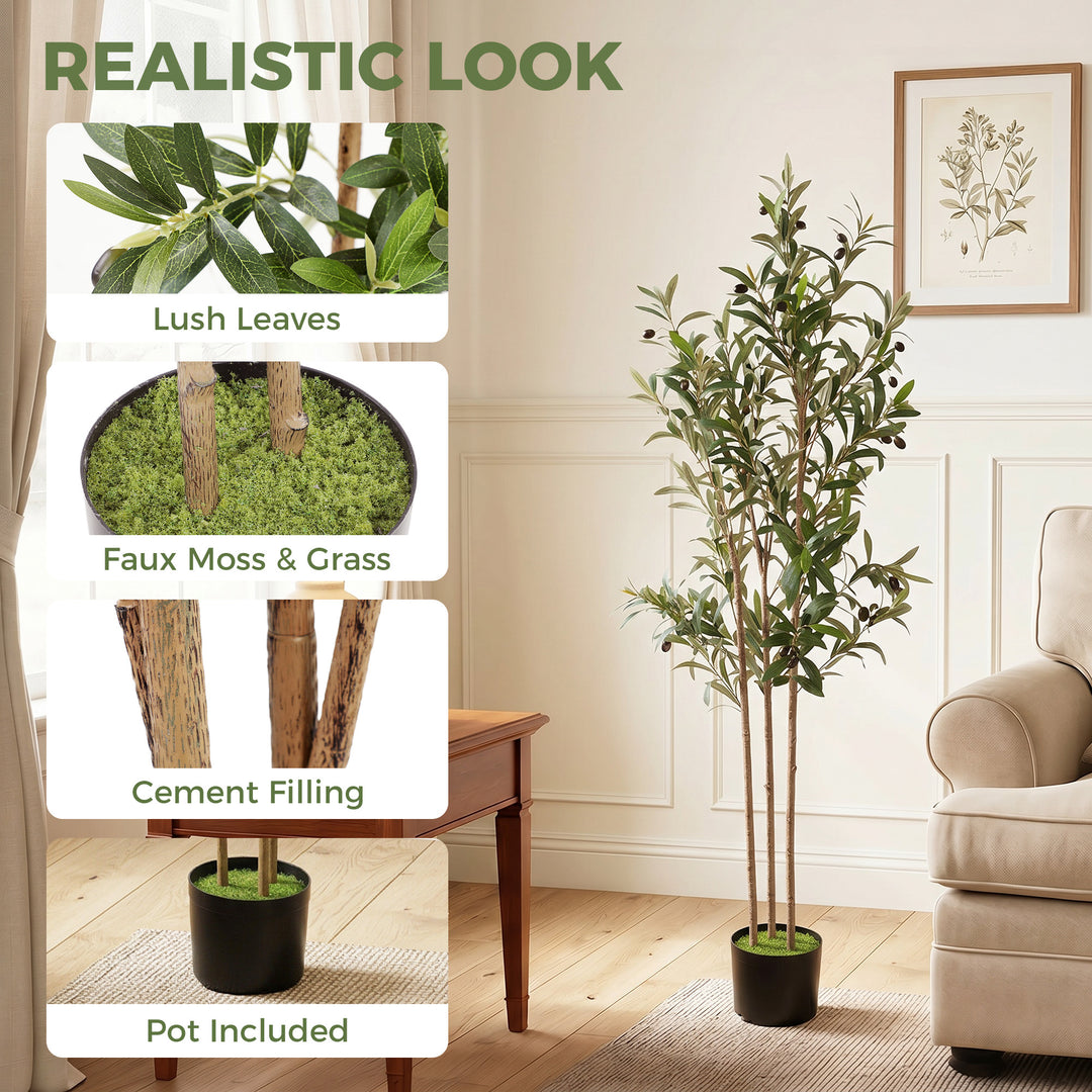 Decorative Artificial Plant, 148 cm Silk Olive Tree with 553 Leaves in
