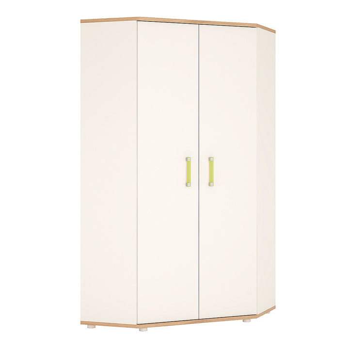 4Kids Corner Wardrobe in Light Oak and white High Gloss (lemon handles)