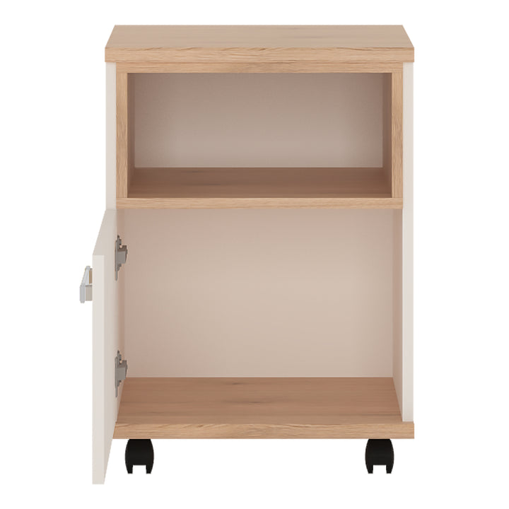 4Kids 1 Door Desk Mobile in Light Oak and white High Gloss (opalino handles)