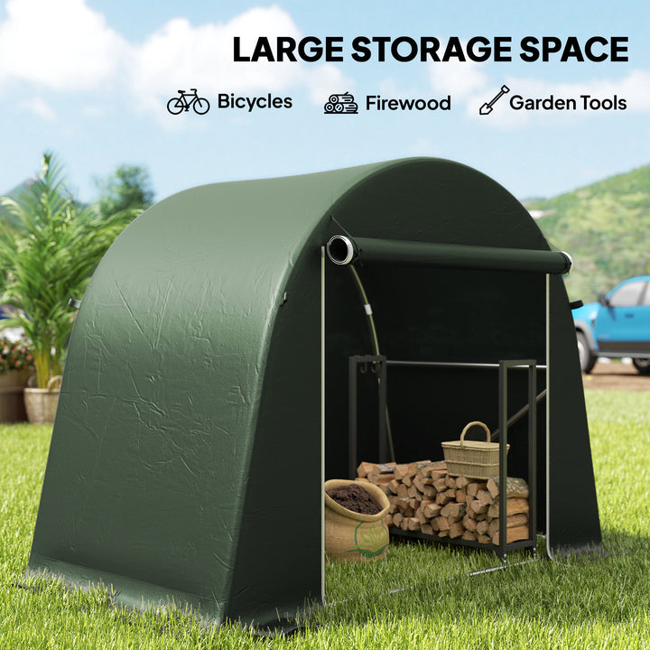 8 x 4 ft Garden Storage Tent, Waterproof Bike Tent with Roll-up Zipper Door and Galvanised Metal Frame