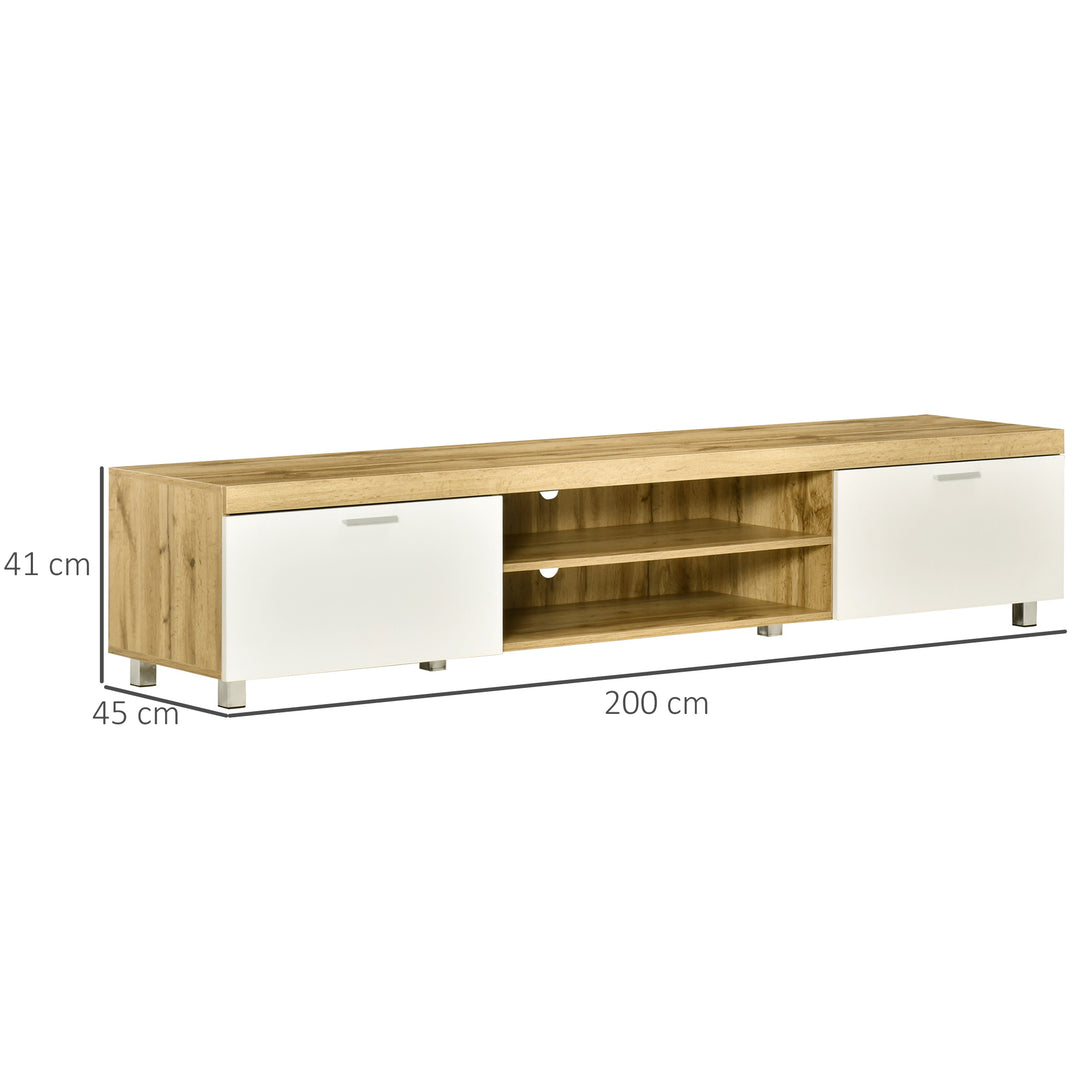 HOMCOM Modern TV Unit, TV Cabinet for TVs up to 90 Inches,  Entertainment Center with Drawer Shelf for Living Room, Bedroom, Oak and White