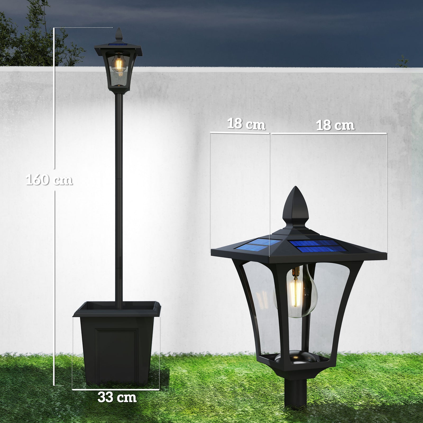 Garden Solar Lamp Post Light, Waterproof LED Solar Light Post with Pla