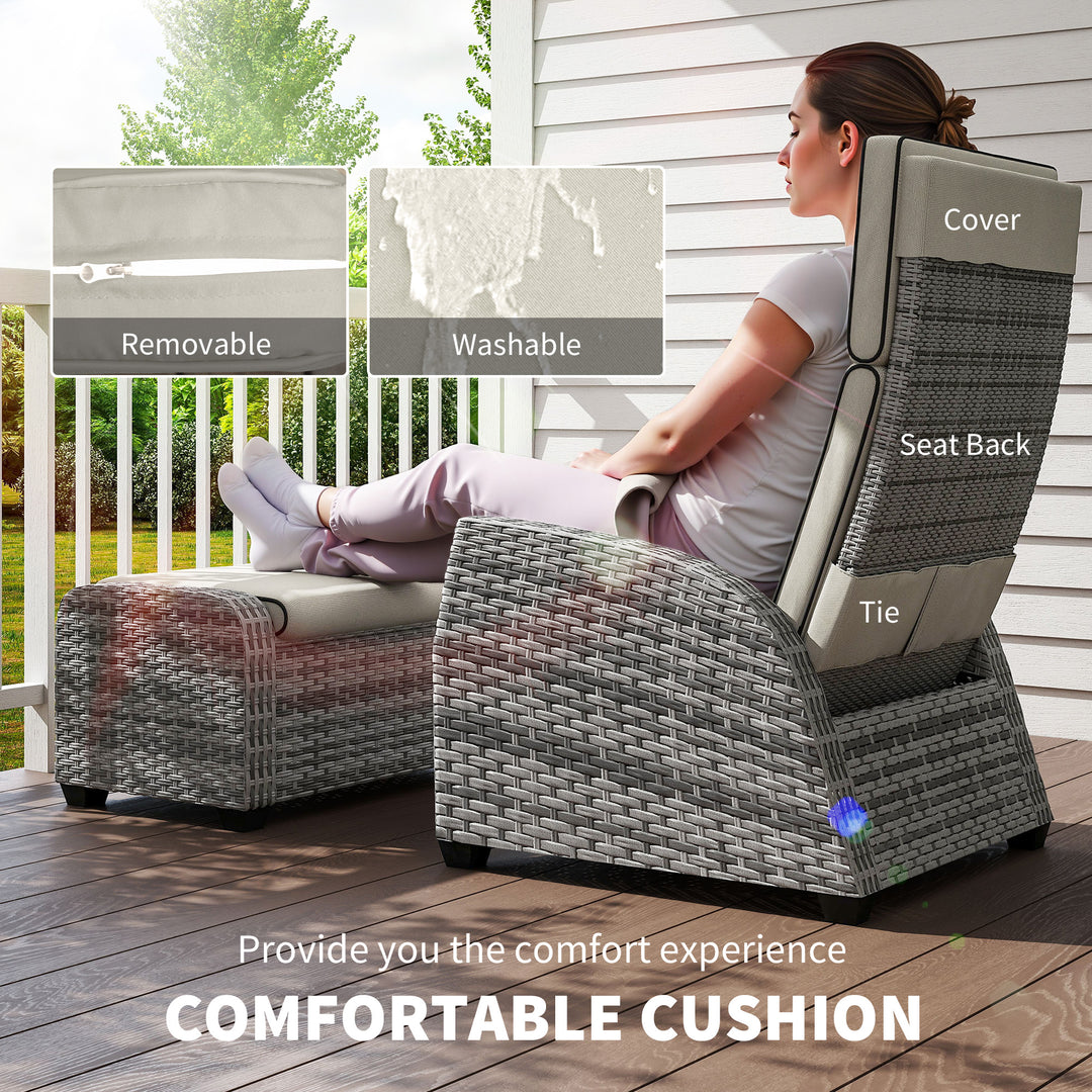 5-Piece Rattan Garden Furniture Set with Cushions - Grey