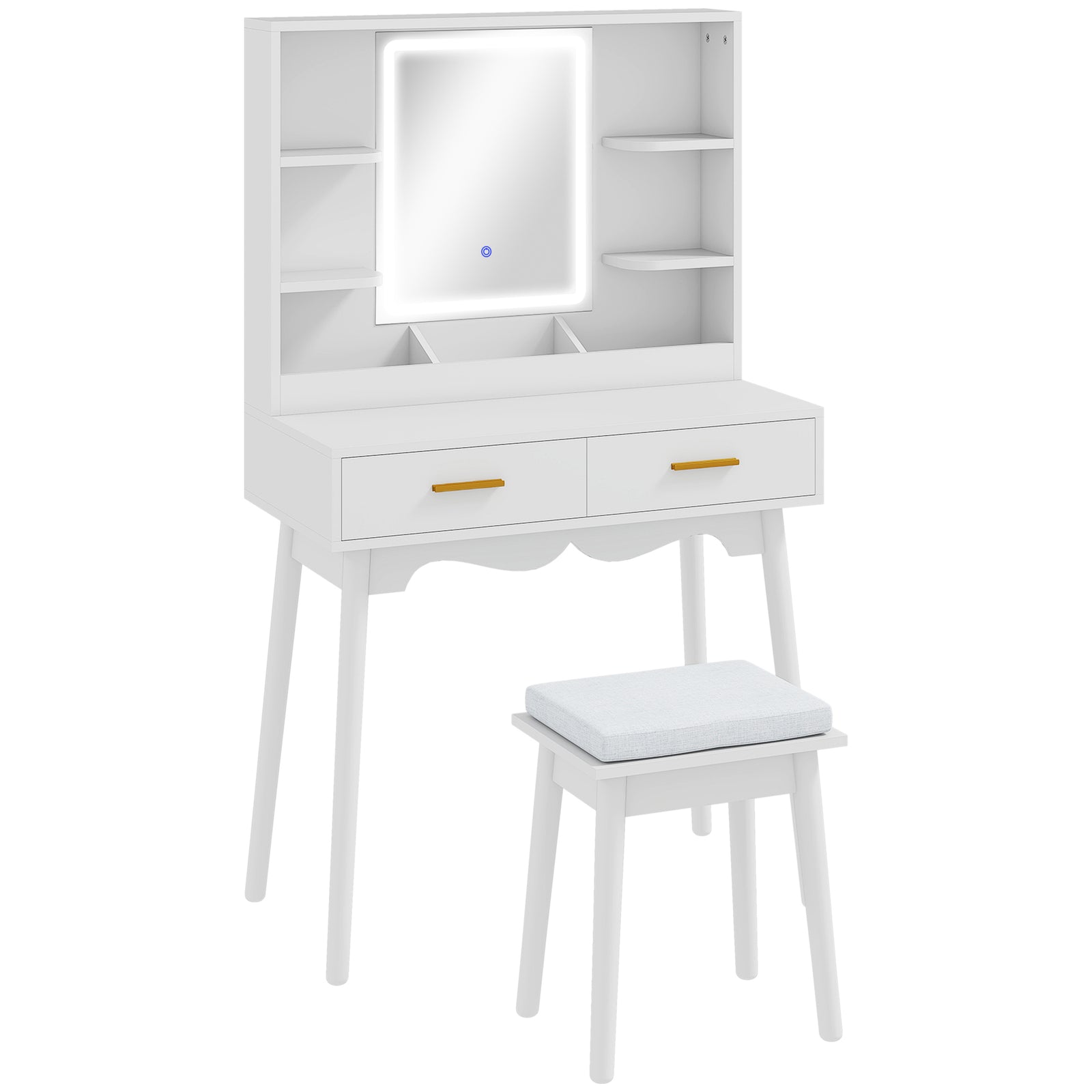 Elegant Dressing Table, with LED Mirror - White