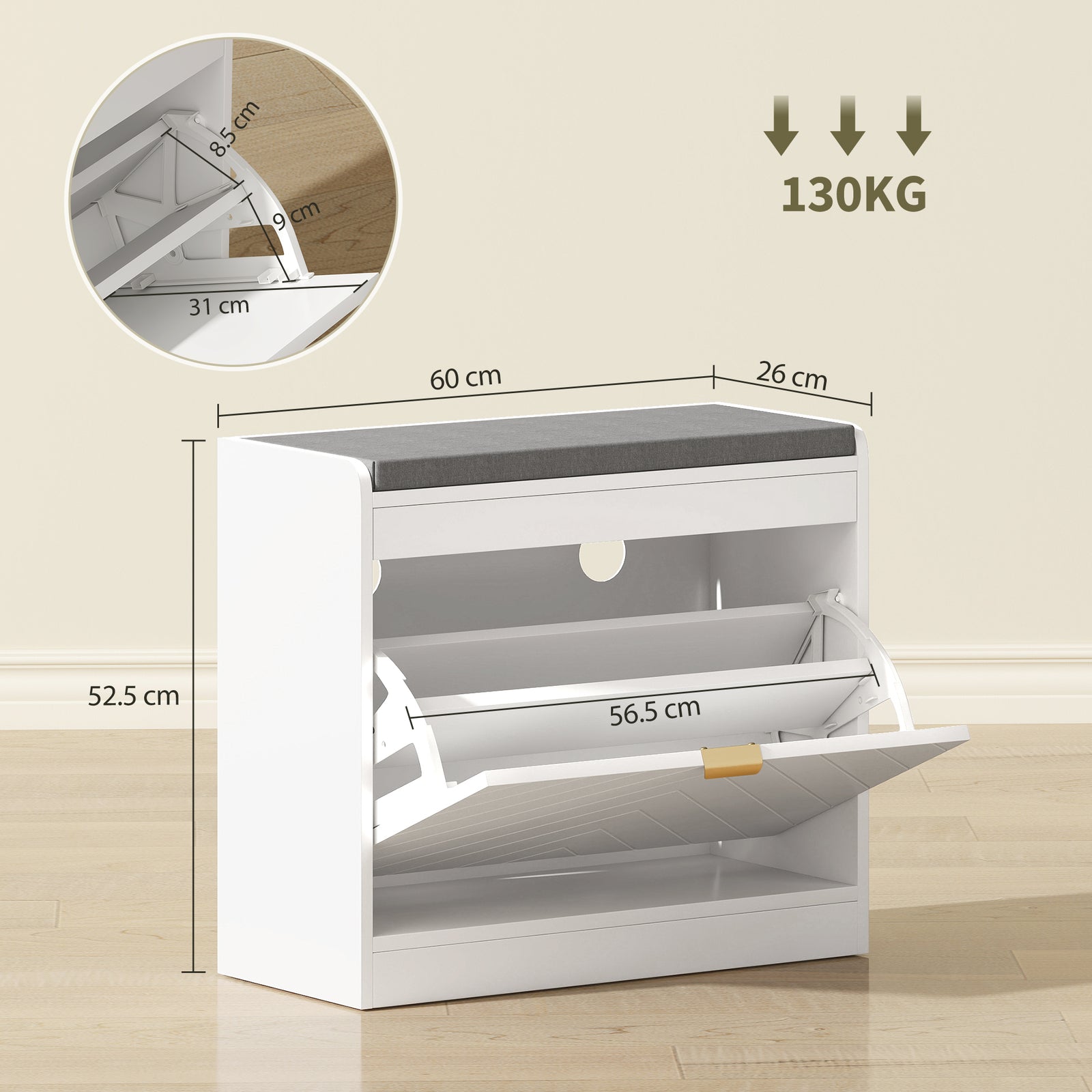 Shoe Storage with Seat, Upholstered Entryway Bench, Shoe Bench with 1 