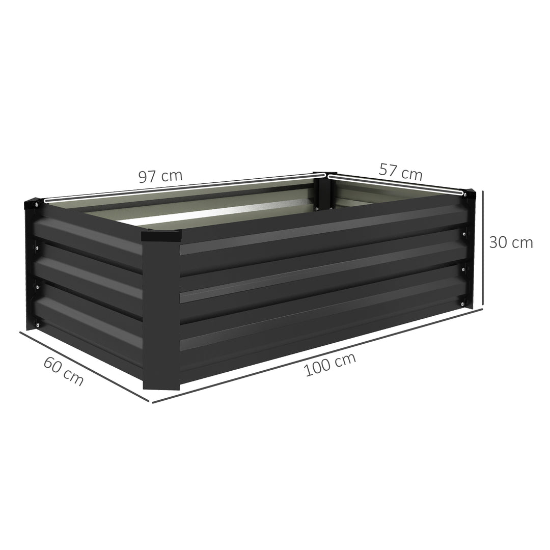 Set of Two 100 x 60cm Steel Planter Boxes - Grey