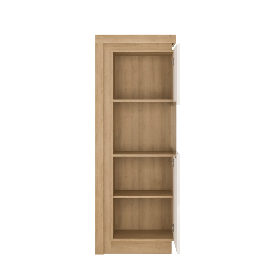 Lyon Narrow display cabinet (RHD) 164.1cm high in Riviera Oak/White High Gloss