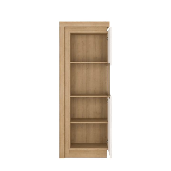 Lyon Narrow display cabinet (RHD) 164.1cm high in Riviera Oak/White High Gloss