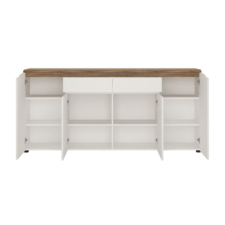 Toledo 4 door 2 drawer sideboard in White and Oak