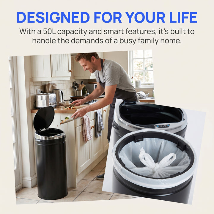50L Automatic Motion Sensor Rubbish Bin with Fingerprint Resistant, St