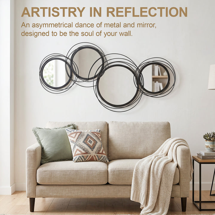 Metal Wall Art 56cm Modern Decorative Mirror Decor for Living Room Bed