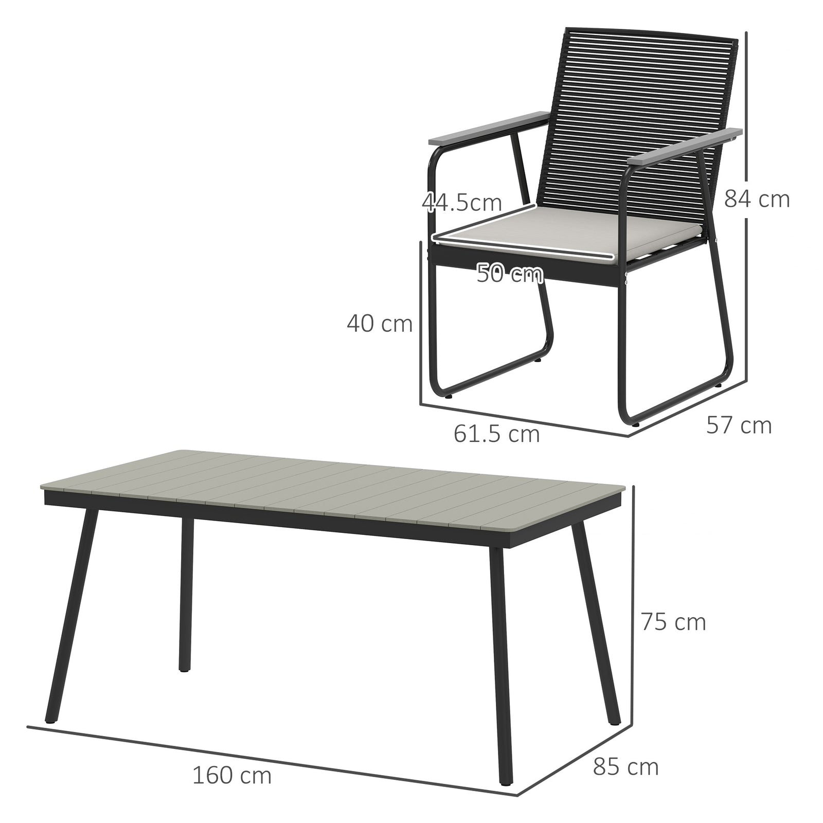 6‑Seater Garden Dining Set with Cushions, Rattan Backrest, Plastic Top