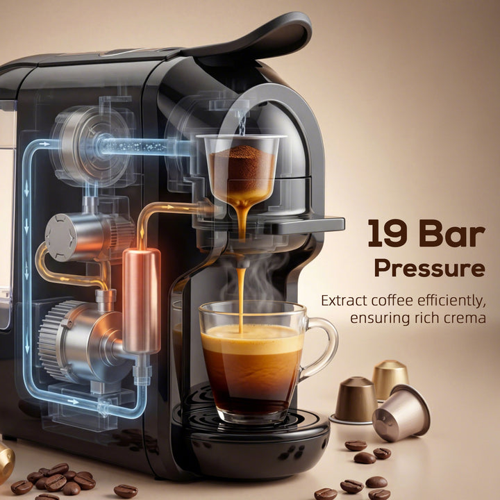 Pod Coffee Machine for Nespresso, Dolce Gusto Capsule &amp; Ground Coffee,