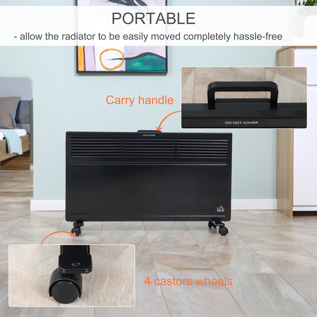 POWER Convector Radiator Freestanding or Wall-mounted Heating with 2 Heat Settings Safety Cut-Off, Black