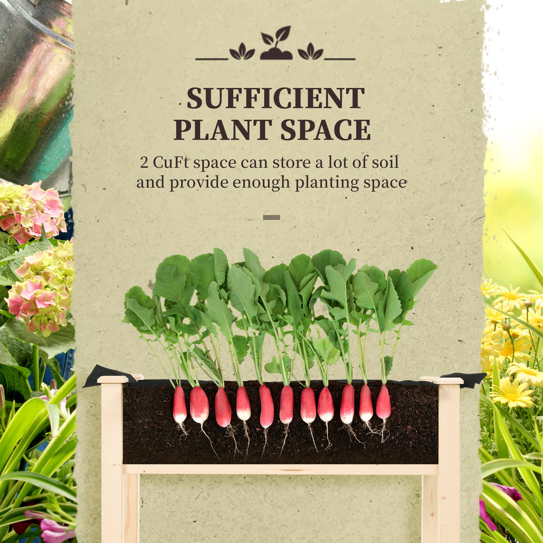 Garden Wooden Planters， Rectangular Raised Bed,Flower Box, Fir Wood Indoor/Outdoor, Oak Tone, 86L x 46W x 76Hcm