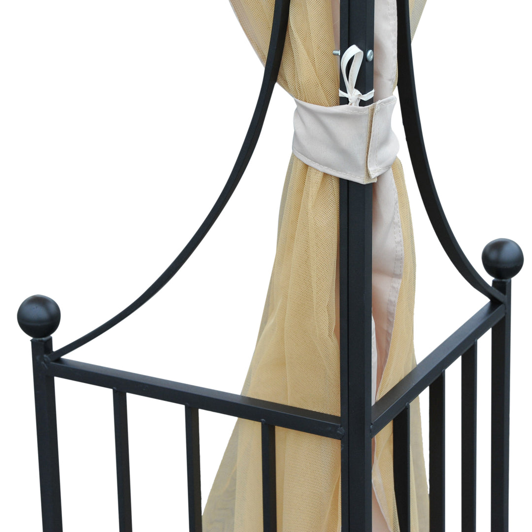 MCL 3 x 3(m) Garden Gazebo Patio Party Tent Shelter Outdoor Canopy Double Tier Sun Shade Metal Frame Netting, Beige