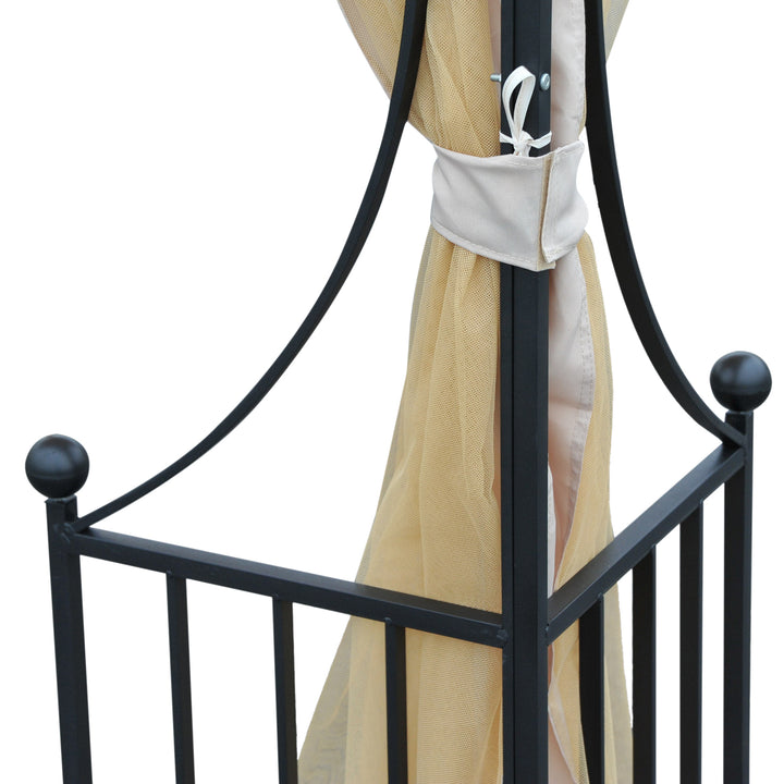 MCL 3 x 3(m) Garden Gazebo Patio Party Tent Shelter Outdoor Canopy Double Tier Sun Shade Metal Frame Netting, Beige