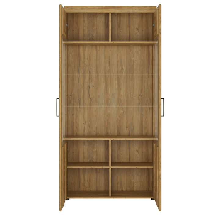 Cortina Tall wide 2 door glazed display cabinet in Grandson Oak