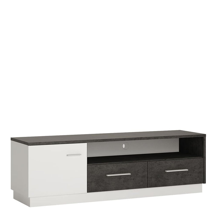 Zingaro 1 door 2 drawer wide TV cabinet in Grey and White