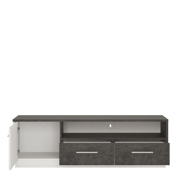 Zingaro 1 door 2 drawer wide TV cabinet in Grey and White