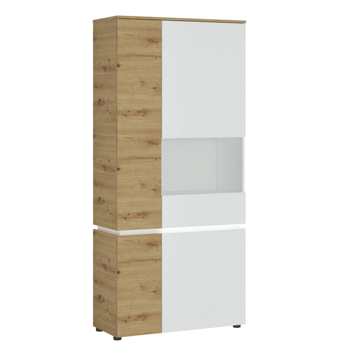 Luci 4 door tall display cabinet RH (including LED lighting) in White and Oak