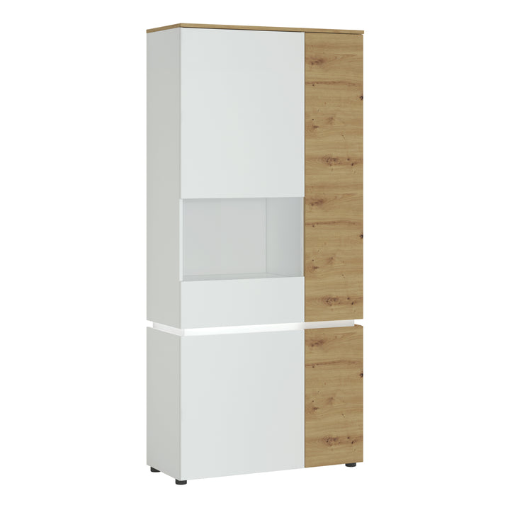 Luci 4 door tall display cabinet LH (including LED lighting) in White and Oak