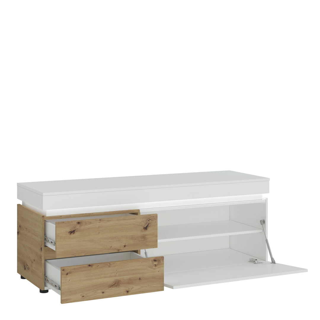 Luci 1 door 2 drawer 150 cm TV unit (including LED lighting) in White and Oak