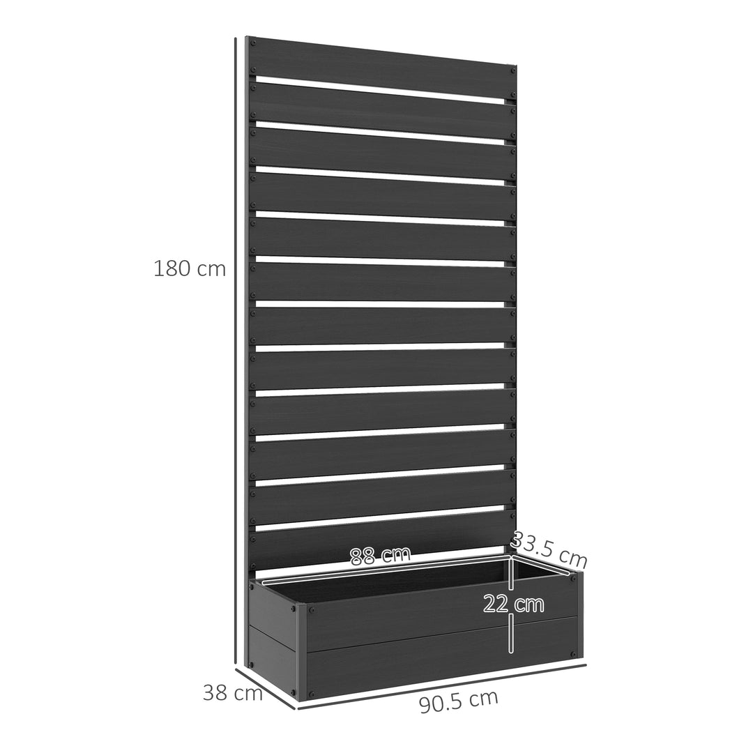 Raised Bed for Garden, Planter with Trellis for Climbing Plants, Vines, Planter Box with Drainage Gap, Black
