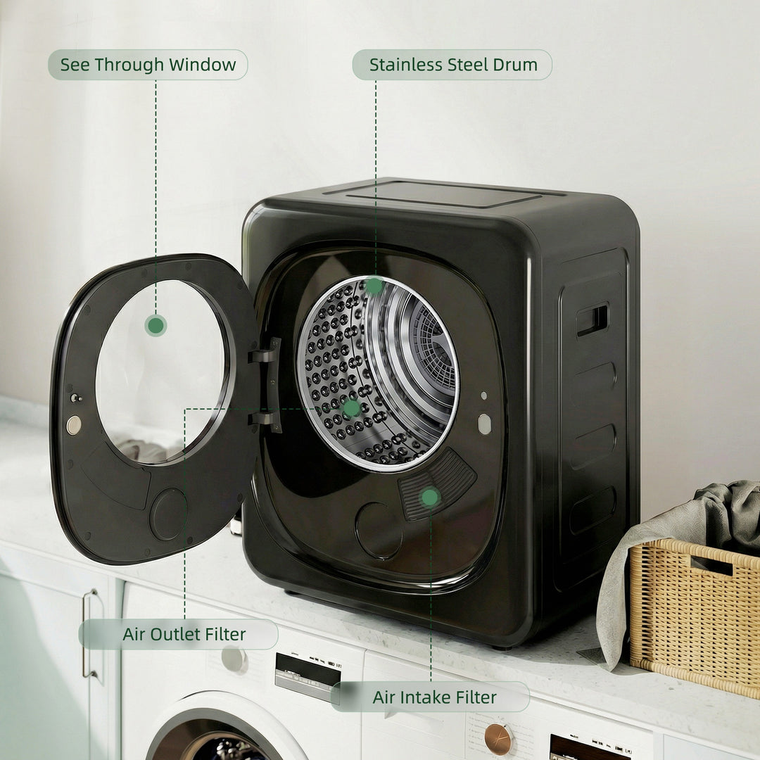 4kg Vented Tumble Dryer with 5 Drying Mode, 800W Compact Freestanding 