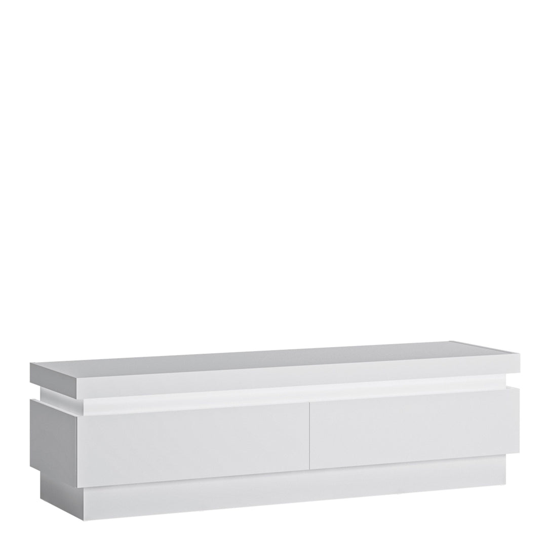 Lyon 2 drawer TV cabinet (including LED lighting) in White and High Gloss