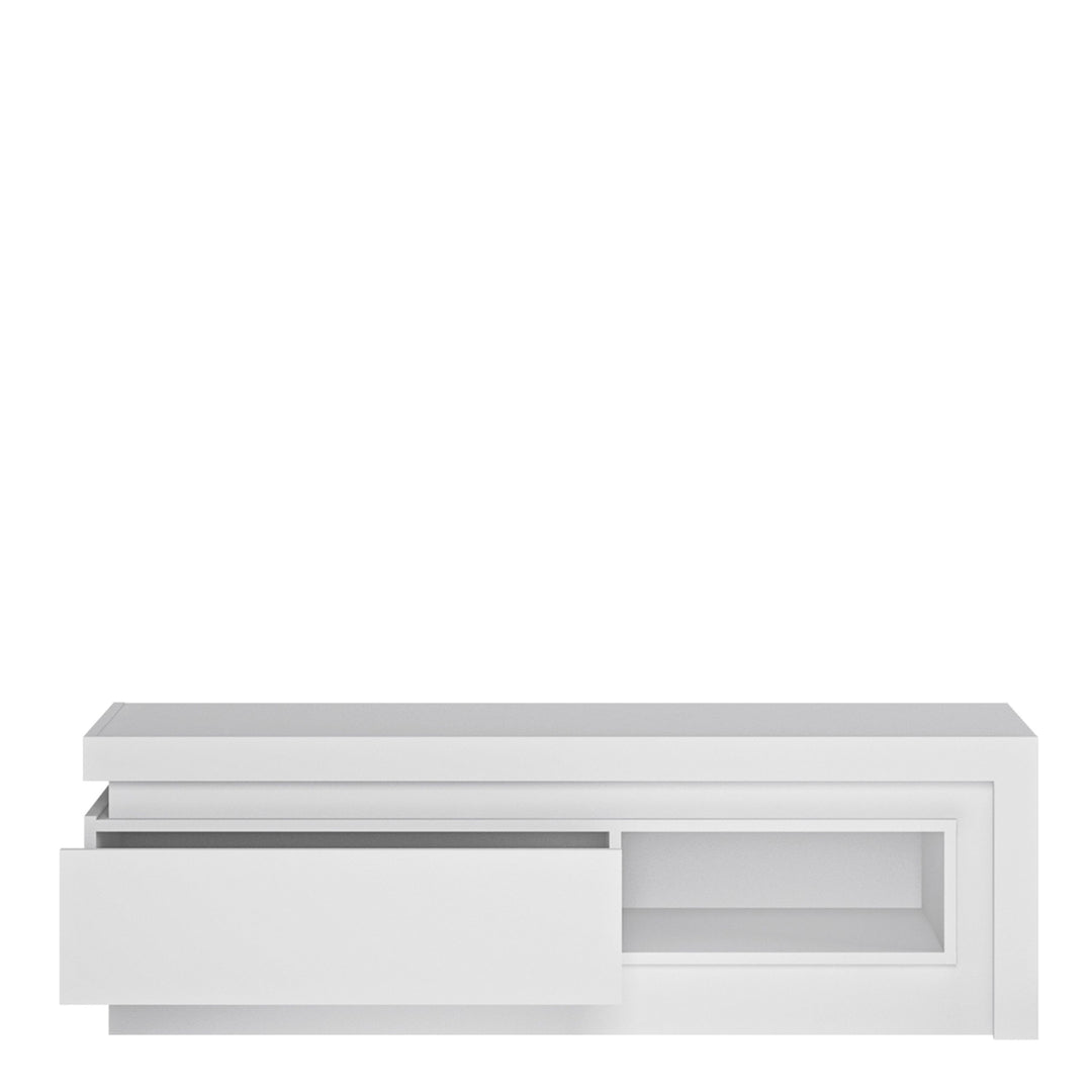 Lyon 1 drawer TV cabinet with Open Shelf in White and High Gloss