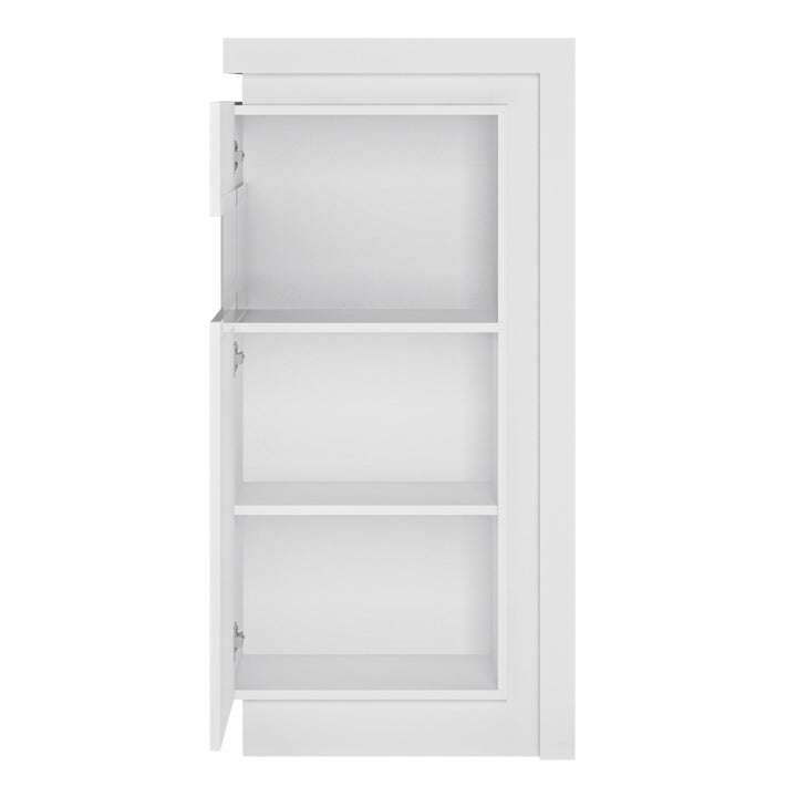 Lyon Narrow display cabinet (LHD) 123.6cm high (including LED lighting) in White and High Gloss