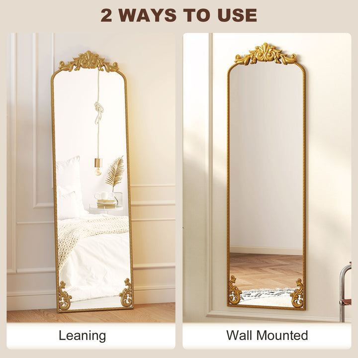 Full Length Mirror, 50 x 160 cm Floor Mirror with Baroque Metal Frame 