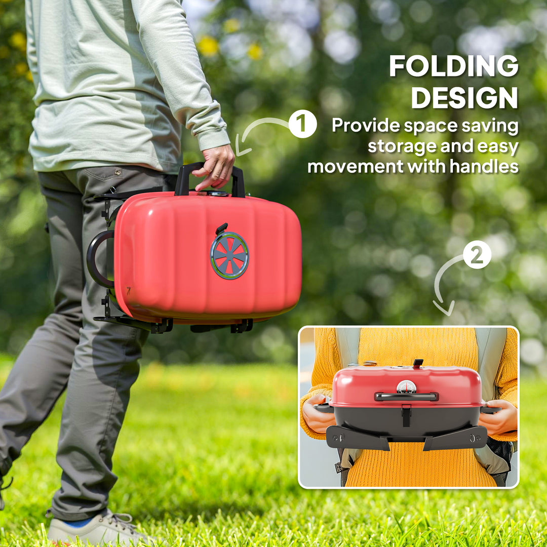 Charcoal Barbecue Grill Folding Portable BBQ Grill for Camping with 12