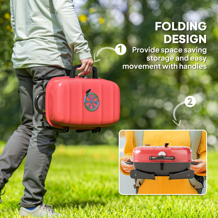 Charcoal Barbecue Grill Folding Portable BBQ Grill for Camping with 12