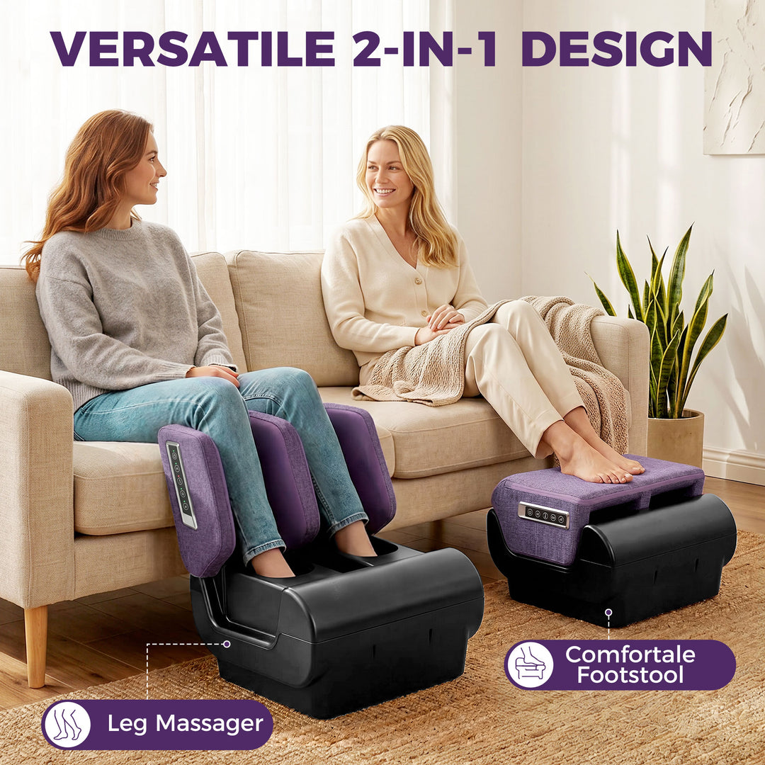 2 in 1 Foot and Calf Massager with Heat, Air Compression, Timer, 3 Mod