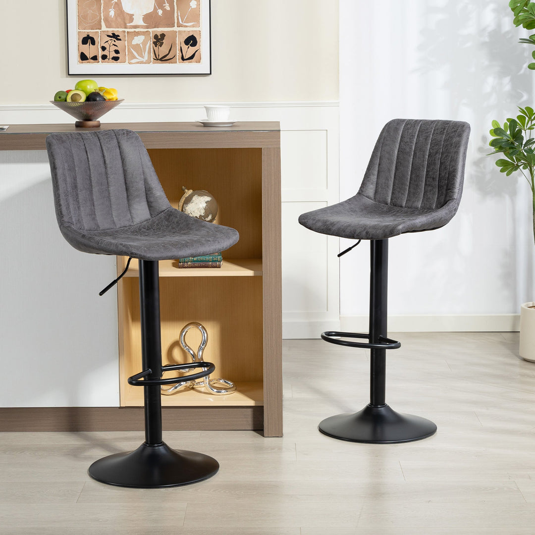 Set of 2 Leathaire Tub Bar Stools