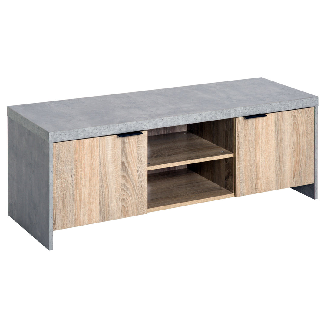 TV Stand for TV up to 55", 2 Doors TV Cabinet with Open Shelves, TV Unit TV Table for Living Room Bedroom Entertainment Room, 120L x 40W x 44H, Grey
