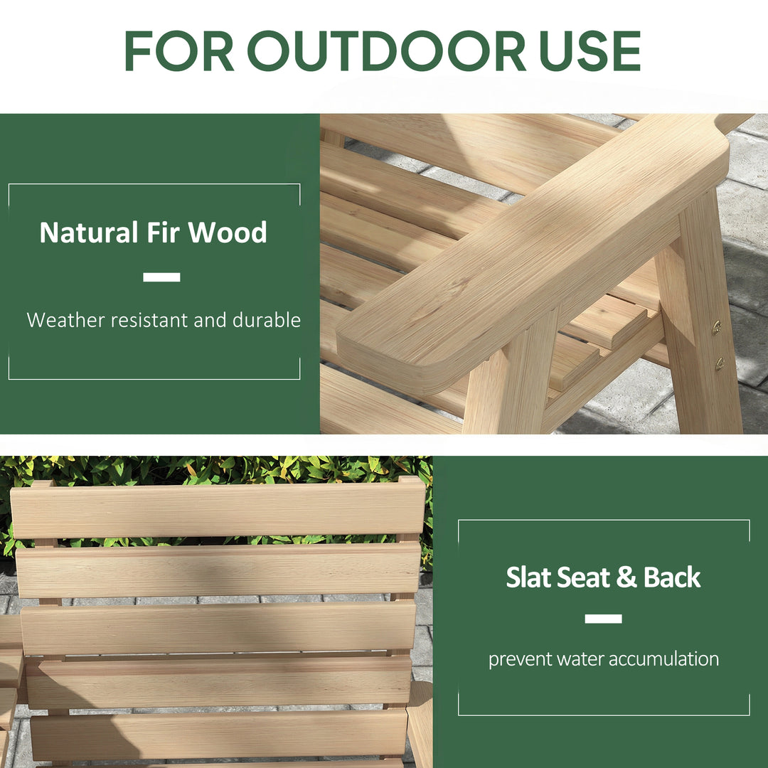 Fir Wood Convertible 2 to 3 Seater Outdoor Garden Bench, Natural Wood 