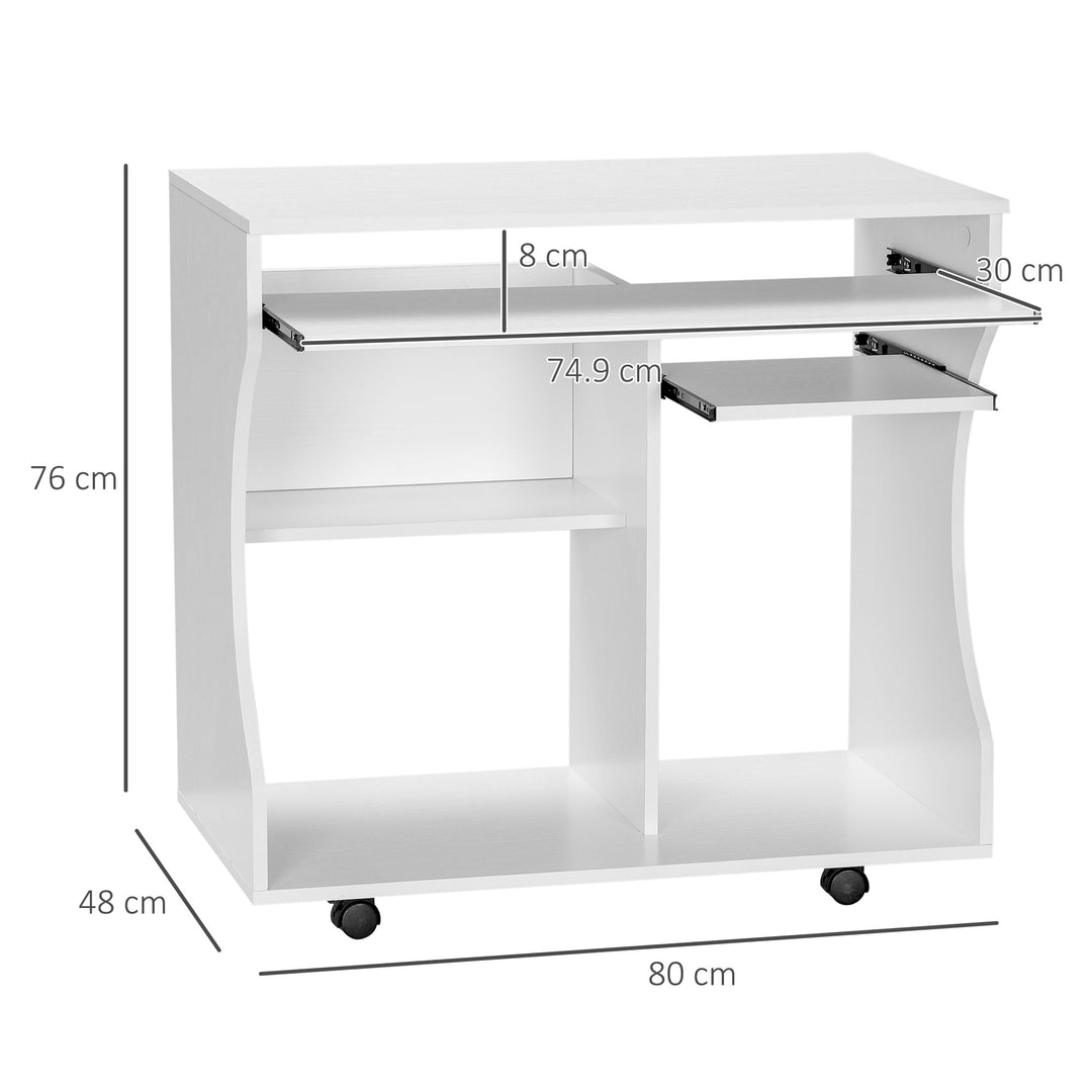 MCL Multi-Storage Compact Work Desk, with Wheels - White