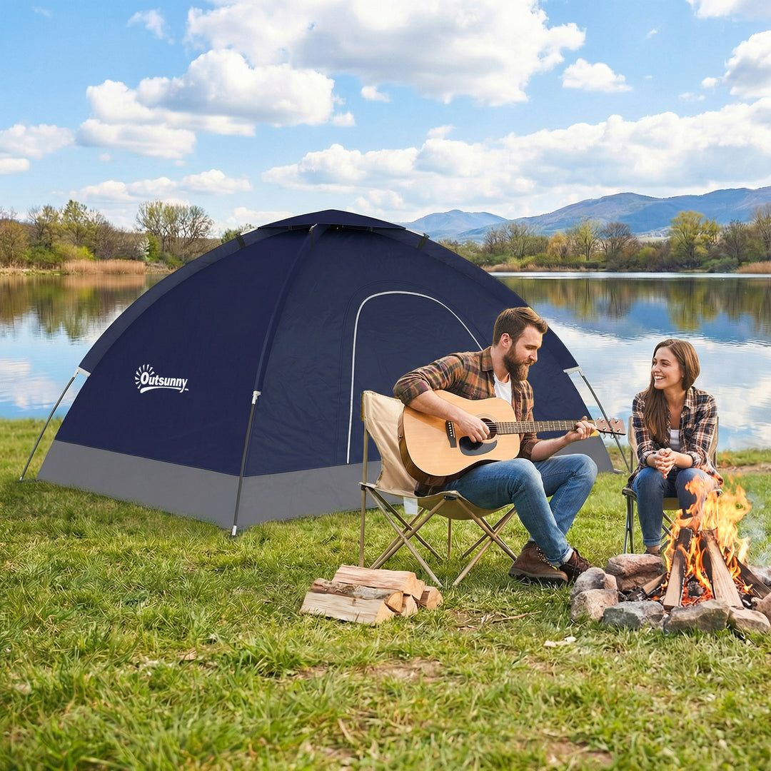2 Person Camping Tent, Dome Tent with Zipped Doors, Storage Pocket, Po