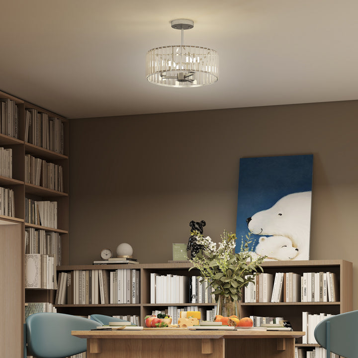 Crystal Ceiling Light Fixture, Semi Flush Mount Modern Crystal Chandelier Ceiling Light for Living Room, Bedroom, Hallway, Dining Room, E14 Base 3-Lights, Silver Tone