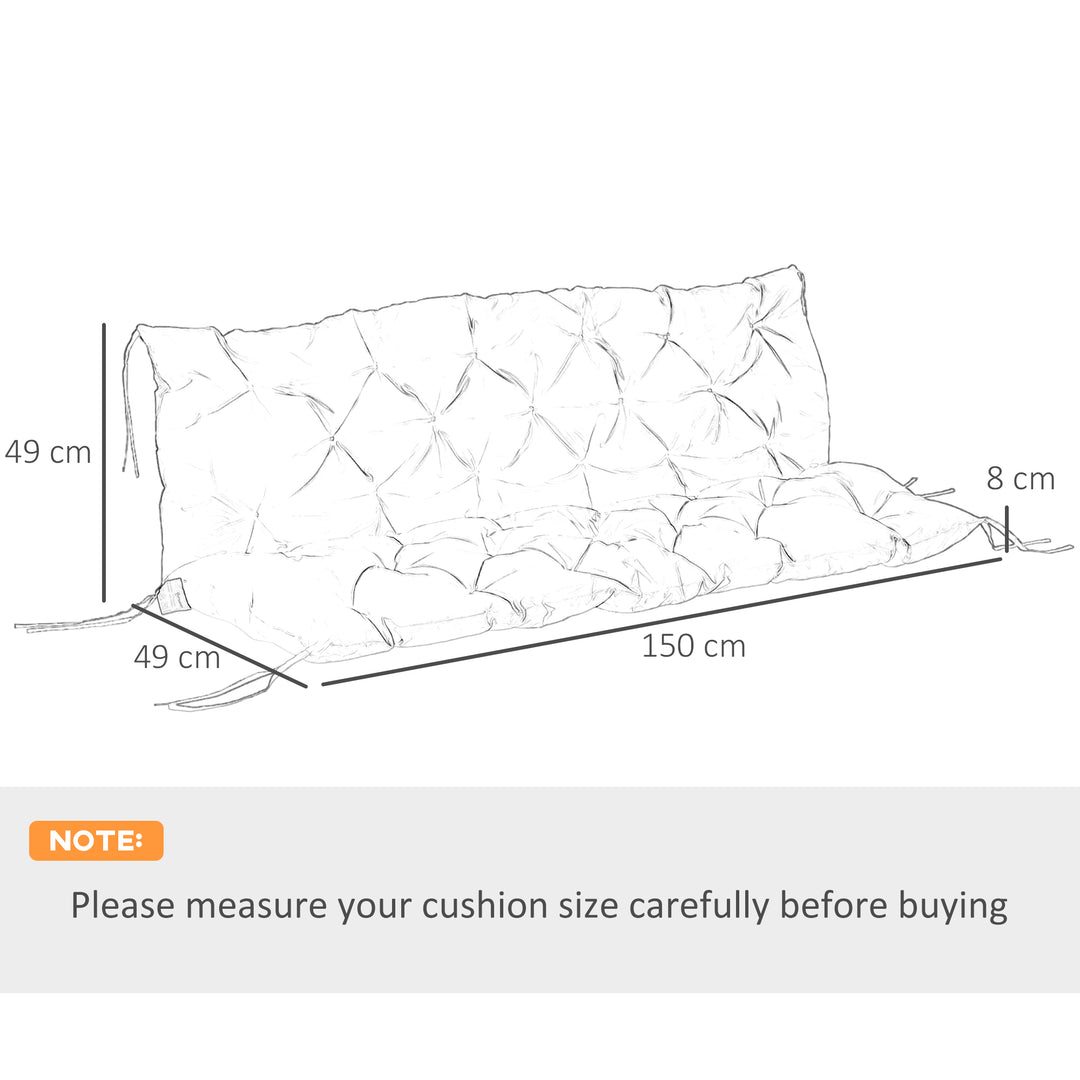 3 Seater Bench Pad, Garden Swing Chair Cushion with Back and Ties, Tuf