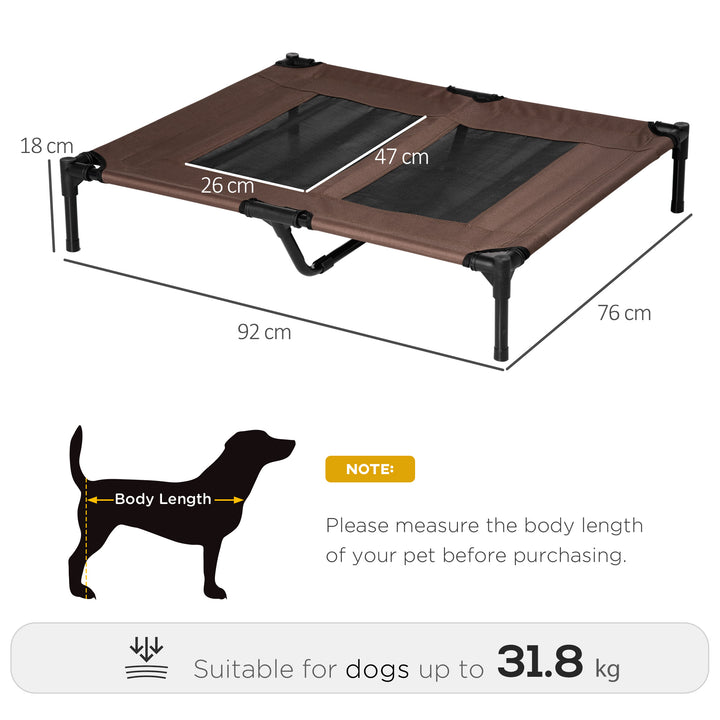 PawHut Elevated Pet Bed, Large Raised Dog & Cat Cooling Cot, Portable for Camping, Outdoor/Indoor Use, Metal Frame with Mesh, Black | Aosom UK